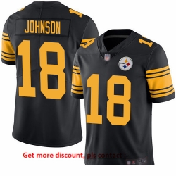 Steelers 18 Diontae Johnson Black Men Stitched Football Limited Rush Jersey