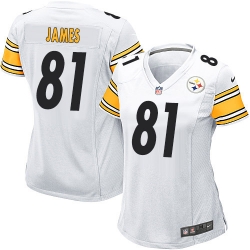 Nike Jesse James Womens White #81 NFL Road Pittsburgh Steelers Jersey