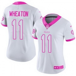 Nike Steelers #11 Markus Wheaton White Pink Womens Stitched NFL Limited Rush Fashion Jersey