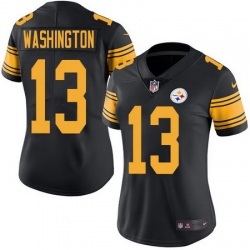 Nike Steelers #13 James Washington Black Womens Stitched NFL Limited Rush Jersey