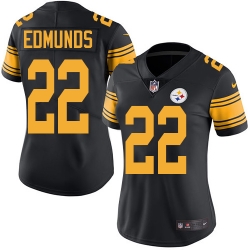 Nike Steelers #22 Terrell Edmunds Black Womens Stitched NFL Limited Rush Jersey