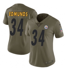 Nike Steelers #34 Terrell Edmunds Olive Womens Stitched NFL Limited 2017 Salute to Service Jersey