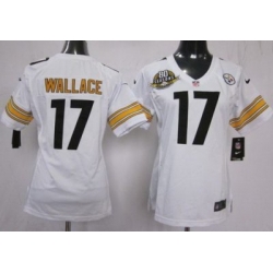 Women Nike Pittsburgh Steelers #17 Mike Wallace White Jersey W 80th P-atch