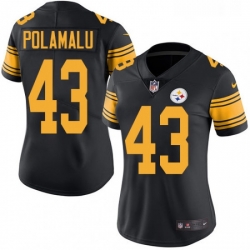 Womens Nike Pittsburgh Steelers 43 Troy Polamalu Elite Black Rush Vapor Untouchable NFL Jersey