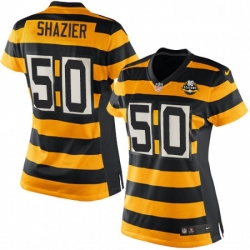 Womens Nike Pittsburgh Steelers 50 Ryan Shazier Limited YellowBlack Alternate 80TH Anniversary Throwback NFL Jersey