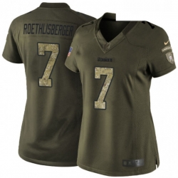 Womens Nike Pittsburgh Steelers 7 Ben Roethlisberger Elite Green Salute to Service NFL Jersey