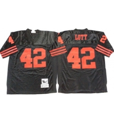 49ers 42 Ronnie Lott Black Throwback Jersey