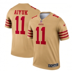 Men San Francisco 49ers 11 Brandon Aiyuk 2022 New Gold Inverted Legend Stitched Football Jersey