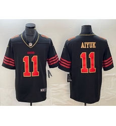 Men San Francisco 49ers 11 Brandon Aiyuk Black Gold Stitched Jersey