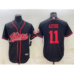 Men San Francisco 49ers 11 Brandon Aiyuk Black With Patch Cool Base Stitched Baseball JerseyS