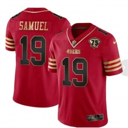 Men San Francisco 49ers 19 Deebo Samuel Red With 75th Anniversary Patch Stitched Football Jersey