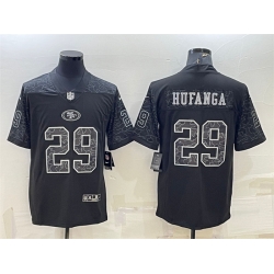 Men San Francisco 49ers 29 Talanoa Hufanga Black Reflective Limited Stitched Football Jersey