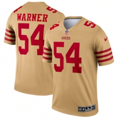 Men San Francisco 49ers 54 Fred Warner 2022 New Gold Inverted Legend Stitched Football Jersey