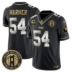 Men San Francisco 49ers 54 Fred Warner Black F U S E  Golden Gate Bridge With 3 Star C Patch Vapor Limited Stitched Football Jersey