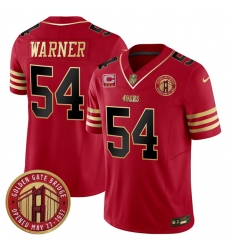 Men San Francisco 49ers 54 Fred Warner Red F U S E  Golden Gate Bridge With 3 Star C Patch Balck Scarlet Vapor Limited Stitched Football Jersey