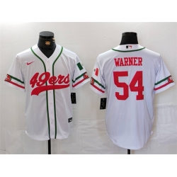 Men San Francisco 49ers 54 Fred Warner White With Patch Cool Base Stitched Baseball Jersey