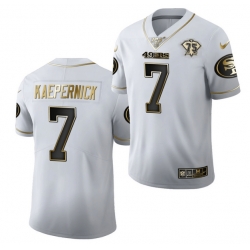 Men San Francisco 49ers 7 Colin Kaepernick White Gold 75th Anniversary Stitched Jersey