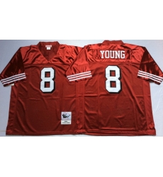 Men San Francisco 49ers 8 Steve Young Red Vintage M&N Jersey