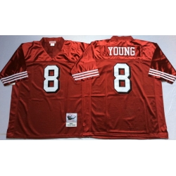 Men San Francisco 49ers 8 Steve Young Red Vintage M&N Jersey