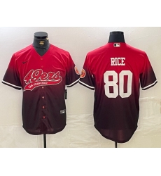 Men San Francisco 49ers 80 Jerry Rice  Red Black With Patch Cool Base Stitched Baseball jerseys