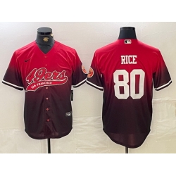 Men San Francisco 49ers 80 Jerry Rice  Red Black With Patch Cool Base Stitched Baseball jerseys