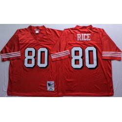 Men San Francisco 49ers 80 Jerry Rice Red Vintage M&N Jersey