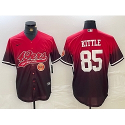 Men San Francisco 49ers  85 George Kittle Red Black With Patch Cool Base Stitched Baseball jerseys 3