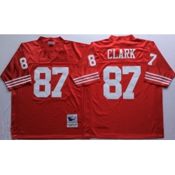 Men San Francisco 49ers 87 Dwight Clark Red M&N Throwback Jersey