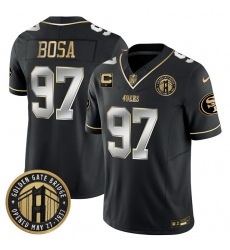 Men San Francisco 49ers 97 Nick Bosa Black F U S E  Golden Gate Bridge With 1 Star C Patch Vapor Limited Stitched Football Jersey