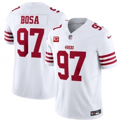 Men San Francisco 49ers 97 Nick Bosa White 2023 F U S E  With 2 Star C Patch Vapor Untouchable Limited Stitched Football Jersey