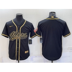 Men San Francisco 49ers Blank Black Gold With Patch Cool Base Stitched Baseball Jersey