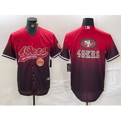 Men San Francisco 49ers Team Big Logo Red Black With Patch Cool Base Stitched Baseball Jersey 7