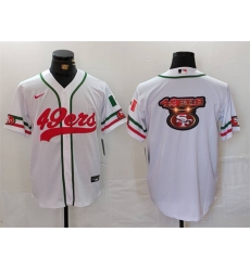 Men San Francisco 49ers Team Big Logo White With Patch Cool Base Stitched Baseball Jersey