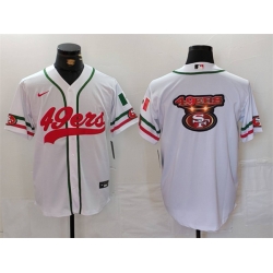 Men San Francisco 49ers Team Big Logo White With Patch Cool Base Stitched Baseball Jersey