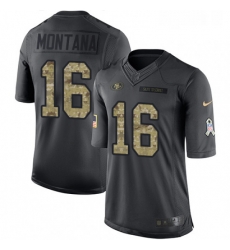Mens Nike San Francisco 49ers 16 Joe Montana Limited Black 2016 Salute to Service NFL Jersey