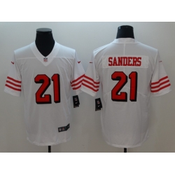 Men's San Francisco 49ers Deion Sanders 21 White Nike Scarlet Player Limited Jersey