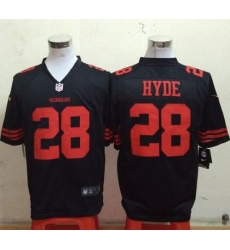 Nike 49ers #28 Carlos Hyde Black Alternate Mens Stitched NFL Game Jersey