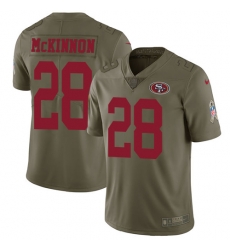 Nike 49ers #28 Jerick McKinnon Olive Mens Stitched NFL Limited 2017 Salute To Service Jersey