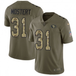 Nike 49ers 31 Raheem Mostert Olive Camo Men Stitched NFL Limited 2017 Salute To Service Jersey