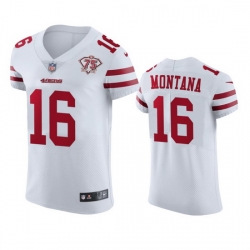 Nike San Francisco 49ers 16 Joe Montana White Men 75th Anniversary Stitched NFL Vapor Untouchable Elite Jersey