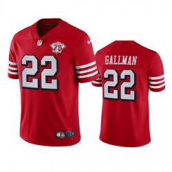 Nike San Francisco 49ers 22 Wayne Gallman Red Rush Men 75th Anniversary Stitched NFL Vapor Untouchable Limited Jersey