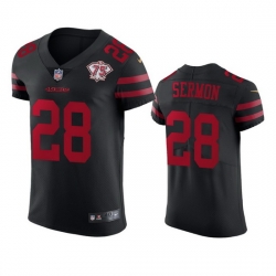 Nike San Francisco 49ers 28 Trey Sermon Black Alternate Men 75th Anniversary Stitched NFL Vapor Untouchable Elite Jersey