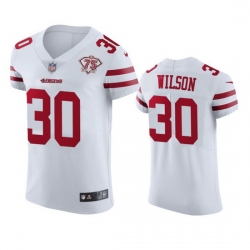 Nike San Francisco 49ers 30 Jeff Wilson White Men 75th Anniversary Stitched NFL Vapor Untouchable Elite Jersey