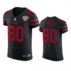 Nike San Francisco 49ers 80 Jerry Rice Black Alternate Men 75th Anniversary Stitched NFL Vapor Untouchable Elite Jersey