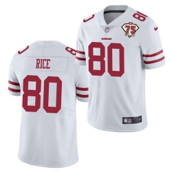 Nike San Francisco 49ers 80 Jerry Rice White 75th Anniversary Vapor Untouchable Limited Jersey