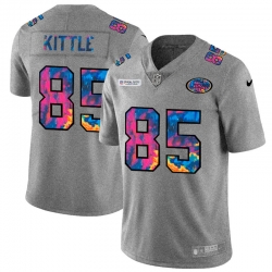 San Francisco 49ers 85 George Kittle Men Nike Multi Color 2020 NFL Crucial Catch NFL Jersey Greyheather