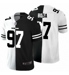 San Francisco 49ers 97 Nick Bosa Men Black V White Peace Split Nike Vapor Untouchable Limited NFL Jersey