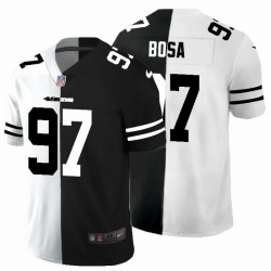 San Francisco 49ers 97 Nick Bosa Men Black V White Peace Split Nike Vapor Untouchable Limited NFL Jersey