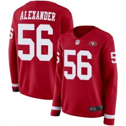 49ers 56 Kwon Alexander Red Team Color Womens Stitched Football Limited Therma Long Sleeve Jersey