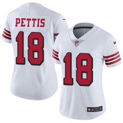 Nike 49ers #18 Dante Pettis White Rush Womens Stitched NFL Vapor Untouchable Limited Jersey